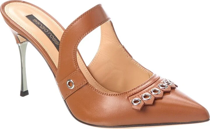 Sergio Rossi Ankle Strap Leather Mule