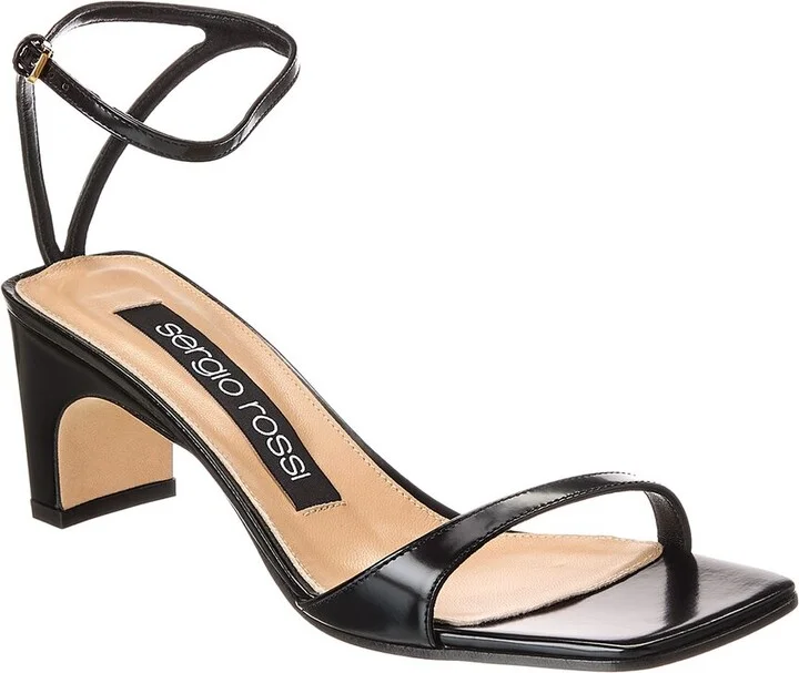 Sergio Rossi Ankle Strap Leather Sandal