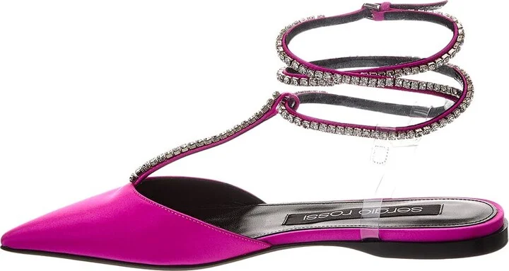 Sergio Rossi Ankle Strap Satin Flat - Image 2