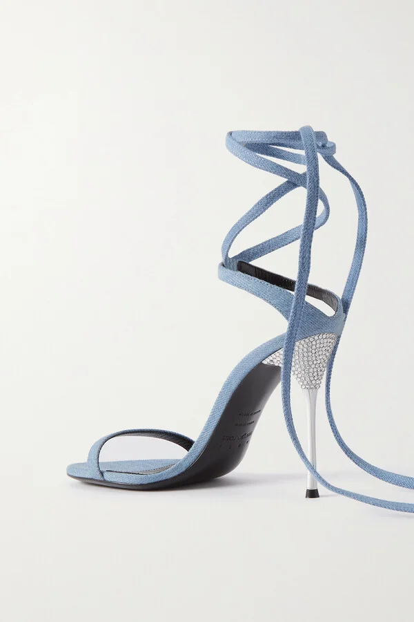 SERGIO ROSSI - + Area Shibari Denim Sandals - Blue - Image 3