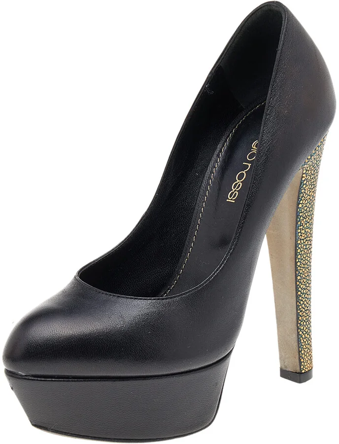 Sergio Rossi Black Leather Platform Pumps Size 35
