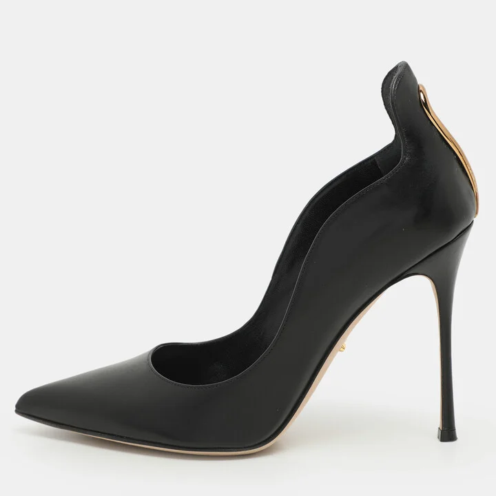 Sergio Rossi Black Leather Pointed Toe Pumps Size 38