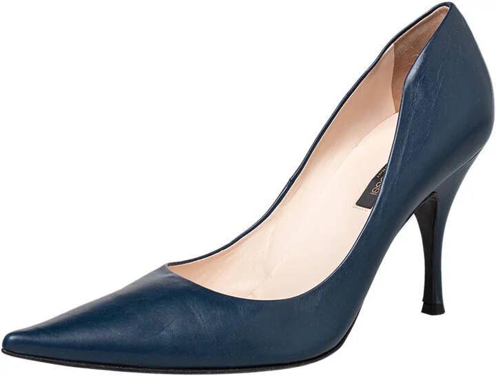 Sergio Rossi Blue Leather Pointed Toe Pumps Size 41