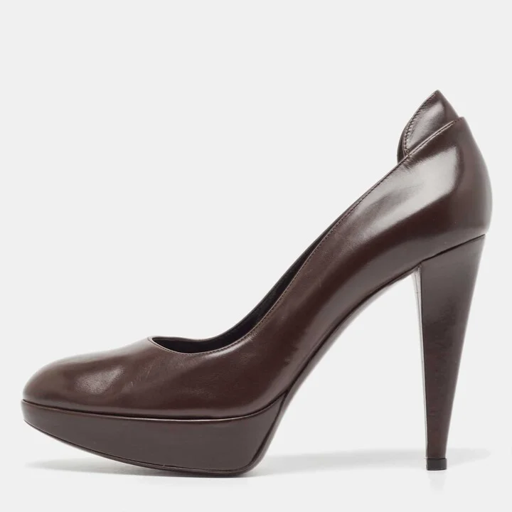 Sergio Rossi Brown Leather Platform Pumps Size 40
