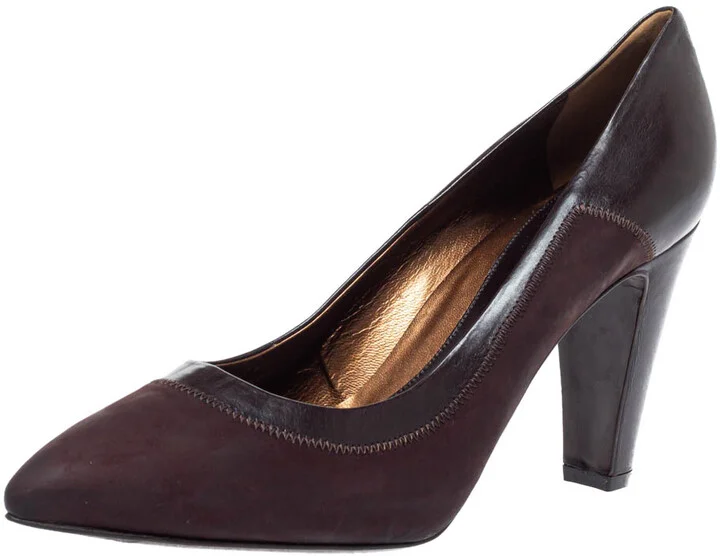 Sergio Rossi Brown Nubuck Leather Platform Pointed Toe Pumps Size 39.5