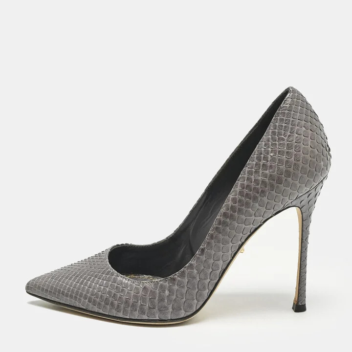 Sergio Rossi Grey Python Leather Pointed Toe Pumps Size 35