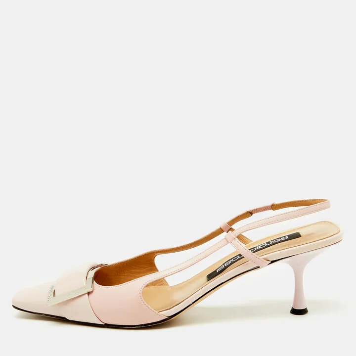Sergio Rossi Light Pink Patent Leather Sr Twenty Slingback Pumps Size 41