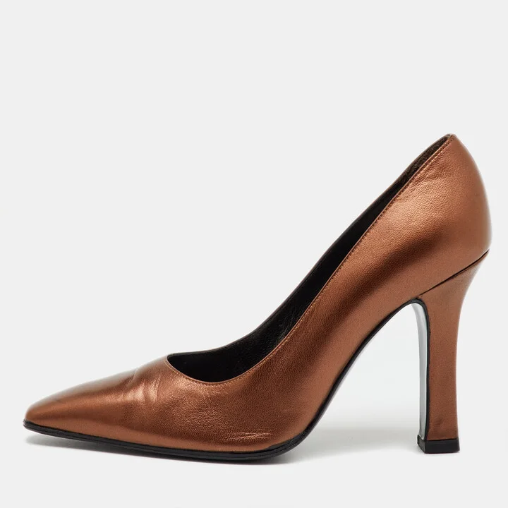 Sergio Rossi Metallic Brown Leather Pumps Size 37