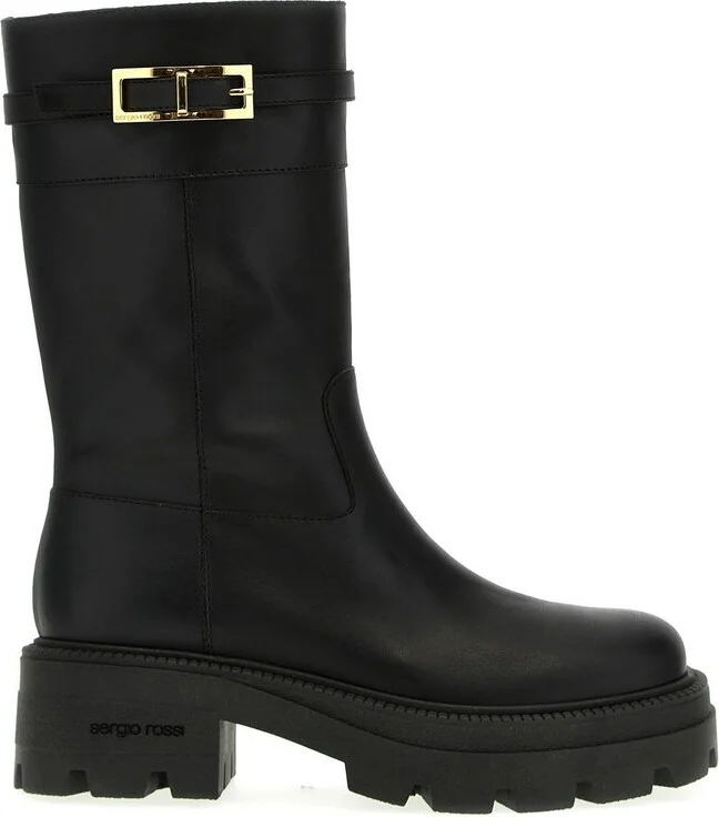 Sergio Rossi Nora Buckle Detailed Round Toe Boots