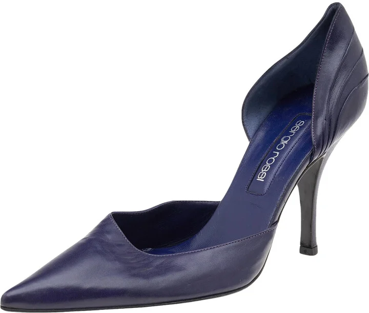 Sergio Rossi Purple Leather Pointed Toe Pumps Size 40