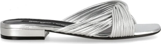 Sergio Rossi Sr Akida Metallic Effect Slip-On Sandals