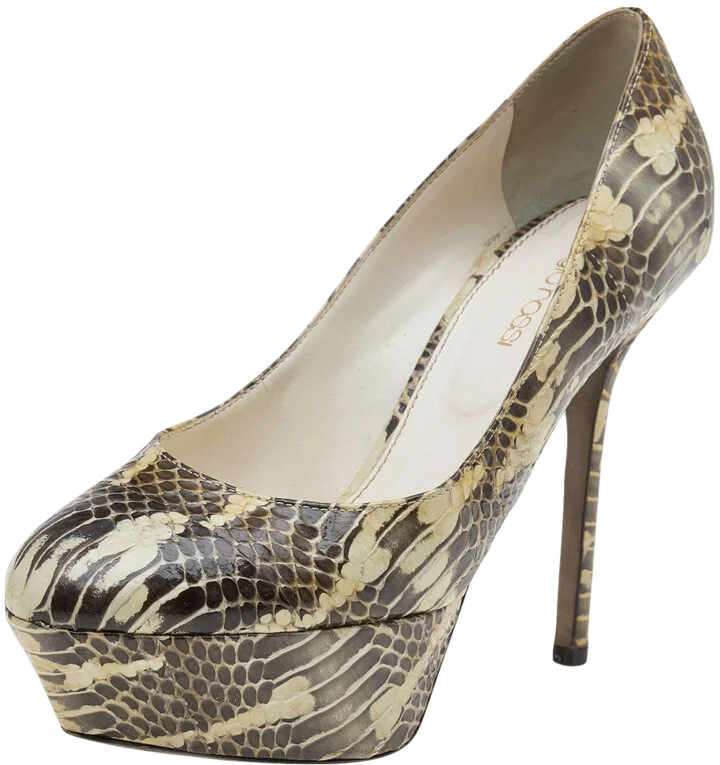 Sergio Rossi Two Tone Water Snake Platform Pumps Size 35.5