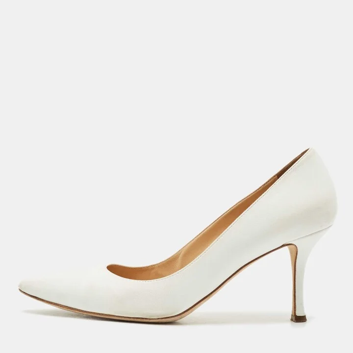 Sergio Rossi White Leather Pointed Toe Pumps Size 40