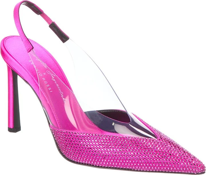 Sergio Rossi X Evangelie Smyrniotaki Satin & Vinyl Slingback Pump