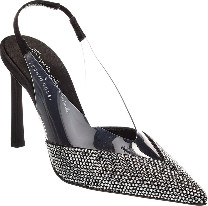 Sergio Rossi X Evangelie Smyrniotaki Satin & Vinyl Slingback Pump