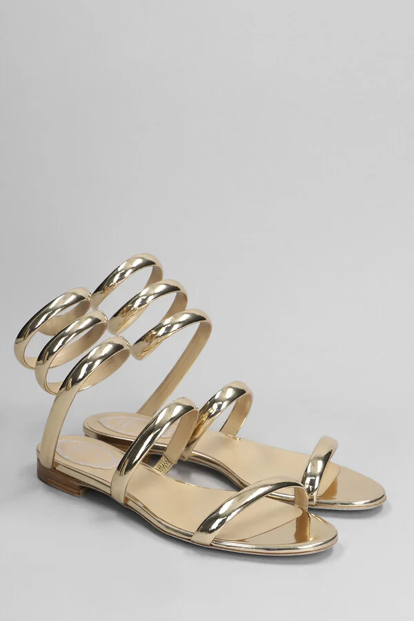 Serpente Sandals In Gold Leather - Image 2