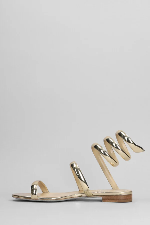 Serpente Sandals In Gold Leather - Image 3
