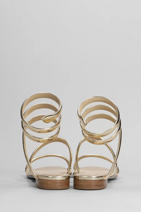 Serpente Sandals In Gold Leather - Image 4
