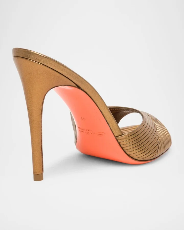 Serpentine Metallic Asymmetrical Slide Sandals - Image 3