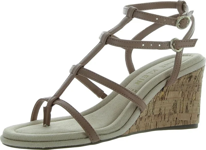 Seville Womens Cork Faux Leather Ankle Strap