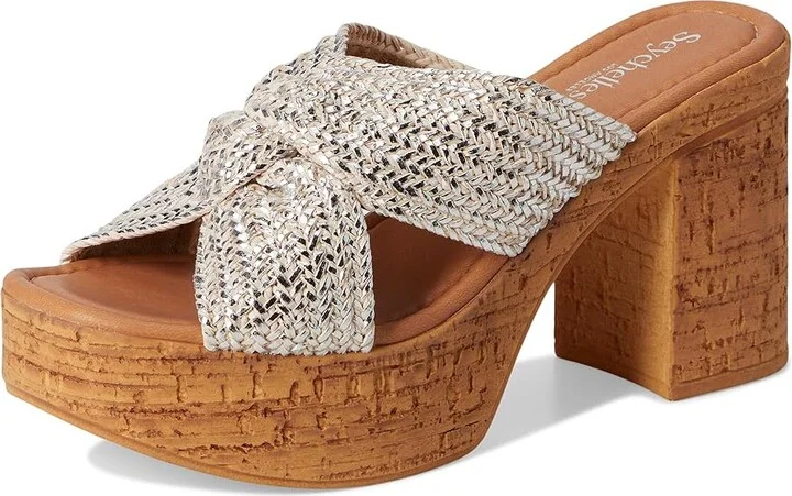 Seychelles Adorned Metallic Raffia Slide Sandal Women's Dress Sandals Silver : 9 M, Synthetic - Image 5