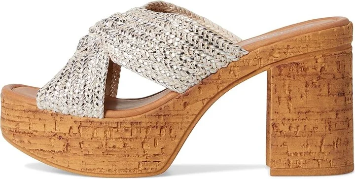 Seychelles Adorned Metallic Raffia Slide Sandal Women's Dress Sandals Silver : 9 M, Synthetic - Image 6