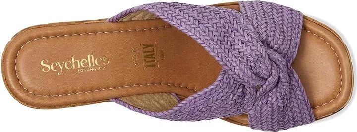 Seychelles Adorned Raffia Platform Slide Women's Wedge Shoes Lavender : 9 M, Synthetic - Image 2