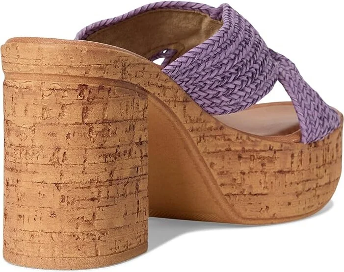 Seychelles Adorned Raffia Platform Slide Women's Wedge Shoes Lavender : 9 M, Synthetic - Image 4