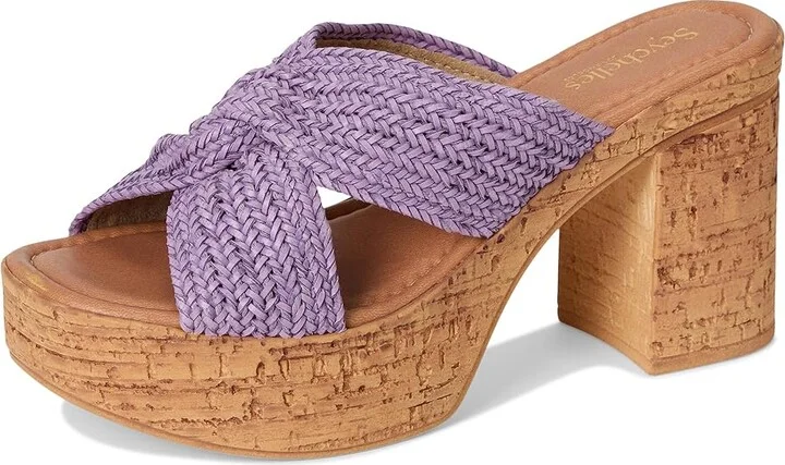 Seychelles Adorned Raffia Platform Slide Women's Wedge Shoes Lavender : 9 M, Synthetic - Image 5