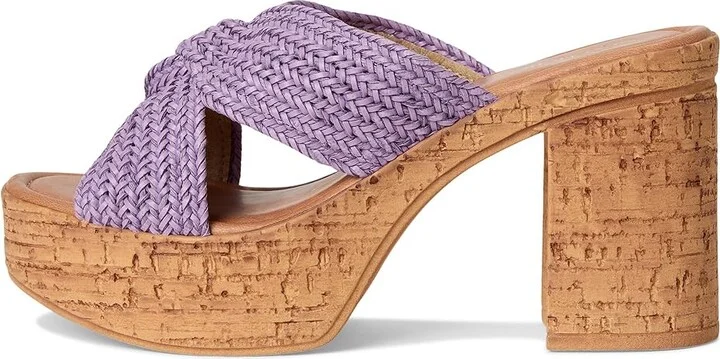 Seychelles Adorned Raffia Platform Slide Women's Wedge Shoes Lavender : 9 M, Synthetic - Image 6