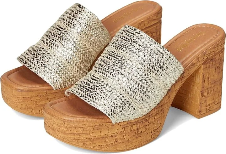 Seychelles Applause Metallic Woven Sandal Women's Sandals Light Gold Polyurethane : 9.5 M, Leather