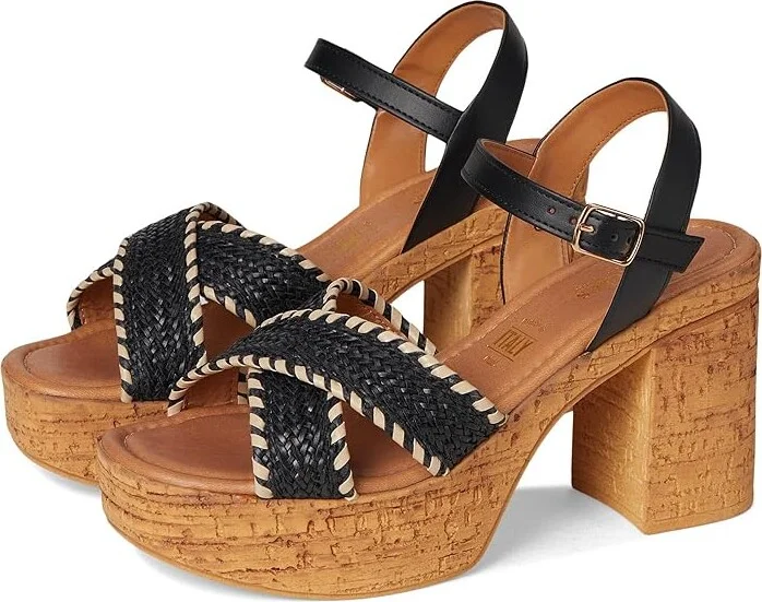Seychelles Bravo Women's Wedge Shoes Black/Natural Raffia : 10 M, Synthetic