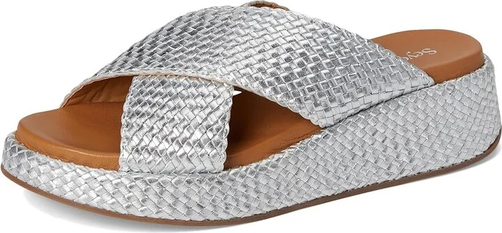 Seychelles Key West Metallic Leather Women's Sandals Silver Leather : 9.5 M, Leather/Rubber - Image 5