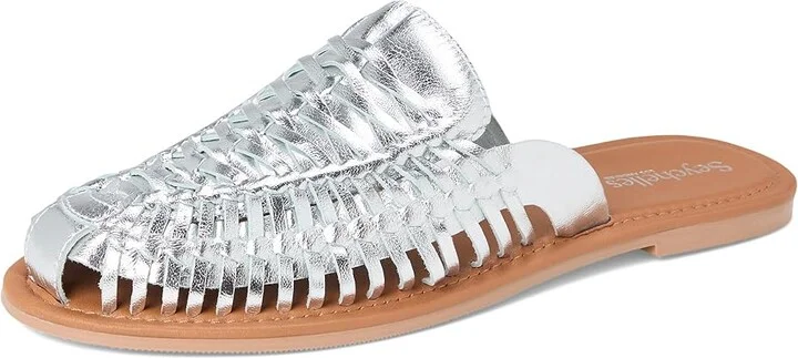 Seychelles Little Italy Metallic Mule Women's Wedge Shoes Silver : 6.5 M, Leather - Image 5