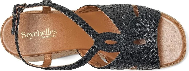 Seychelles Nolia Leather Platform Sandal Women's Wedge Shoes Black : 9 M - Image 2