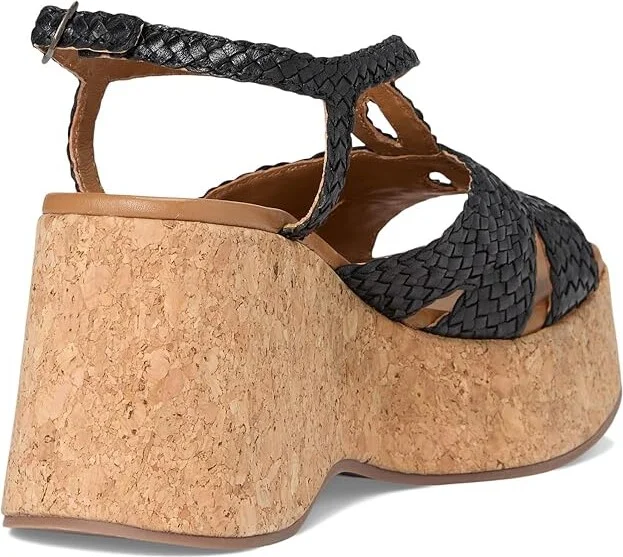 Seychelles Nolia Leather Platform Sandal Women's Wedge Shoes Black : 9 M - Image 4
