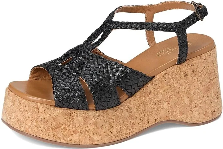 Seychelles Nolia Leather Platform Sandal Women's Wedge Shoes Black : 9 M - Image 5