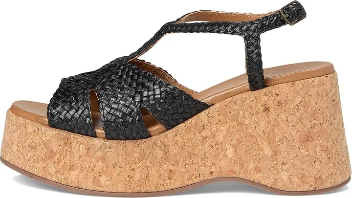 Seychelles Nolia Leather Platform Sandal Women's Wedge Shoes Black : 9 M - Image 6