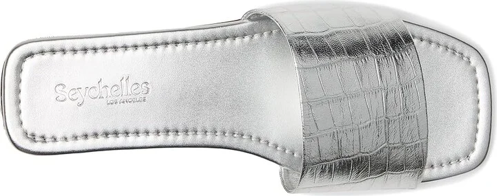 Seychelles Paris Croco Leather Slide Women's Wedge Shoes Silver : 6.5 M - Image 2