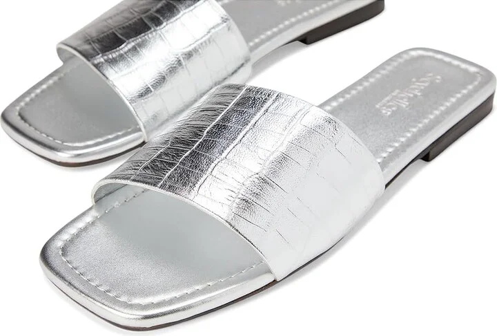 Seychelles Paris Croco Leather Slide Women's Wedge Shoes Silver : 6.5 M - Image 7