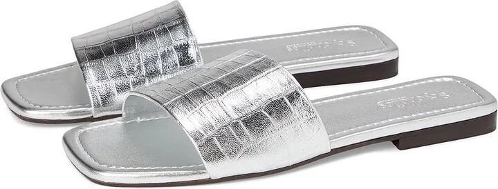 Seychelles Paris Croco Leather Slide Women's Wedge Shoes Silver : 6.5 M