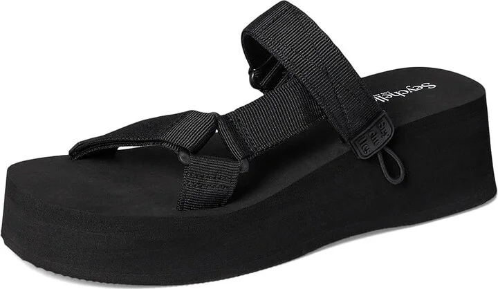 Seychelles Skip to Me Women's Wedge Shoes Black Nylon : 10 M, Synthetic - Image 5