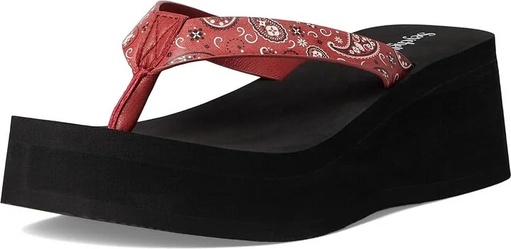 Seychelles Skyscraper Bandana Print Women's Wedge Shoes Red Polyurethane : 8.5 M - Image 5