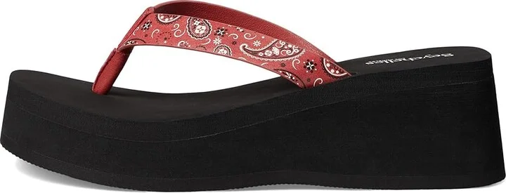 Seychelles Skyscraper Bandana Print Women's Wedge Shoes Red Polyurethane : 8.5 M - Image 6