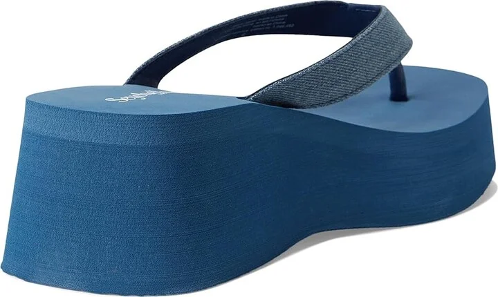 Seychelles Skyscraper Denim Print Women's Wedge Shoes Blue 1 : 9.5 M, Synthetic - Image 4