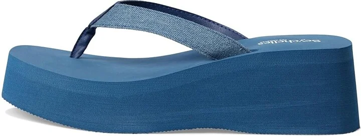 Seychelles Skyscraper Denim Print Women's Wedge Shoes Blue 1 : 9.5 M, Synthetic - Image 6