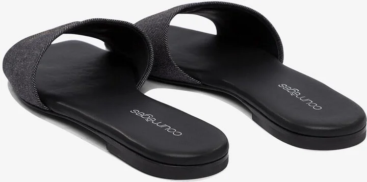 Shadow Denim Flat Mules - Image 3