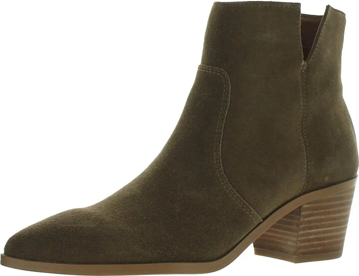 Shaina Womens Suede Almond Toe Ankle Boots