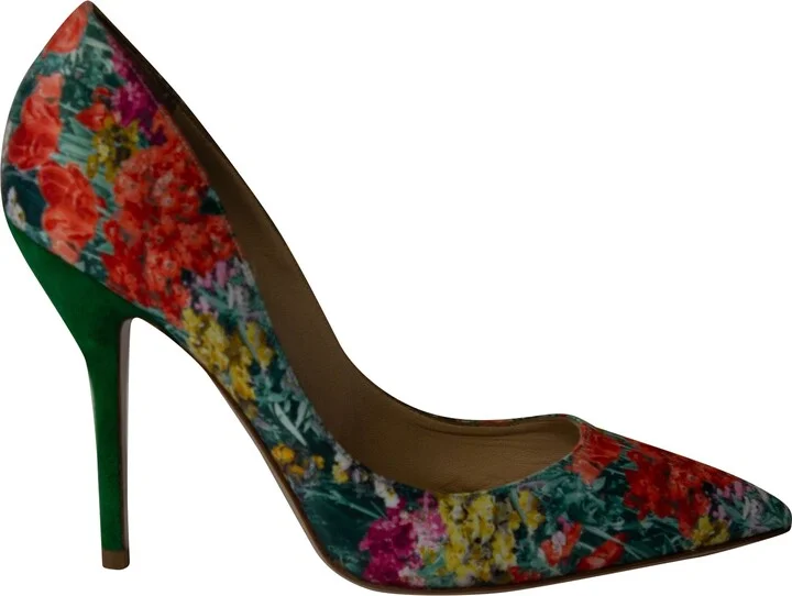 Shakti Pumps in Floral Print Silk and Suede