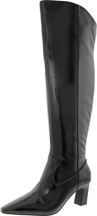 Shalie Womens Zipper Patent Leather Over-The-Knee Boots
